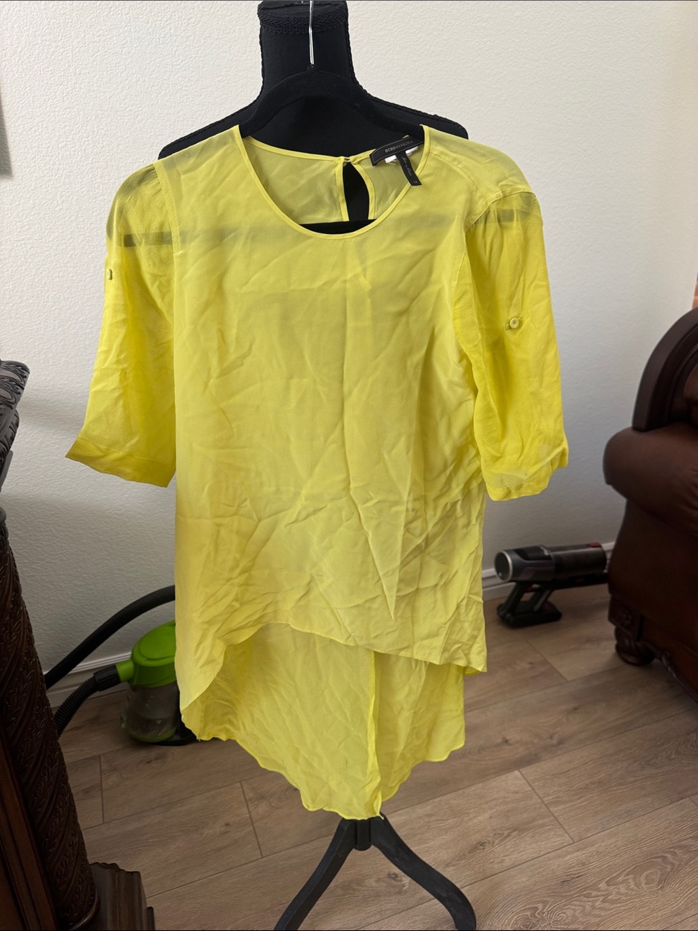 BCBGMaxAzria Bright Yellow Layered Short-Sleeve Tunic